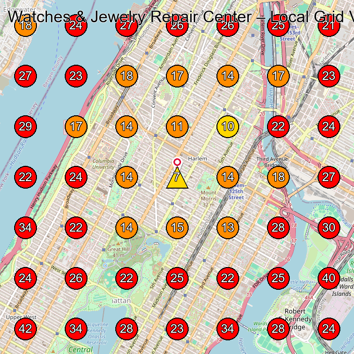 Watches & Jewelry Repair Center GeoGrid visibility map for Tea Manufacturer in New York